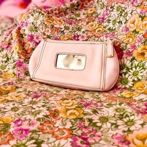 Y2k Vintage Nine West Mirrored Faux Leather Cosmetic Pouch Makeup Toiletry Bag